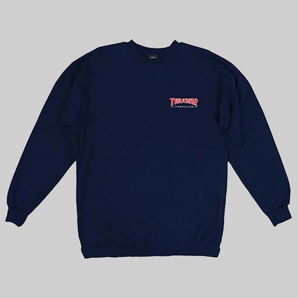 THRASHER OUTLINED CREW SWEAT NAVY 